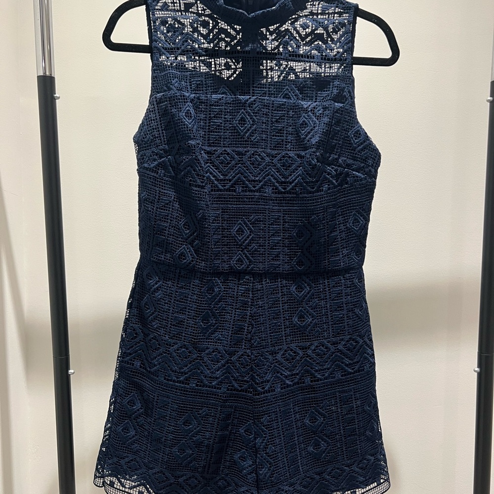 Parker Midnight Blue Lace Romper